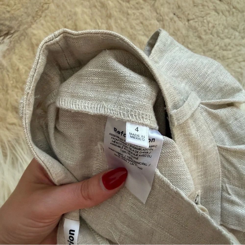 Reformation Nude Tan Linen Pants